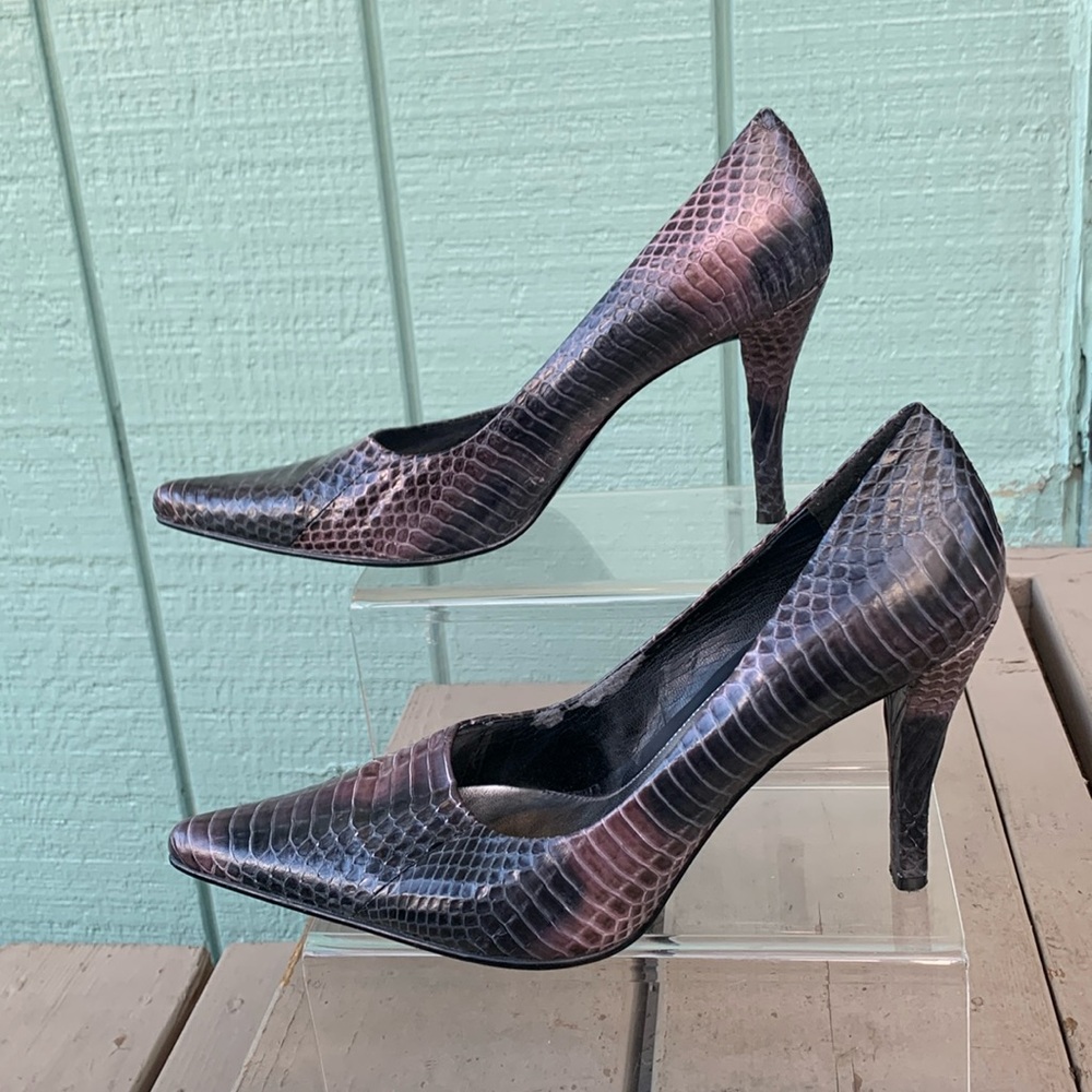 Vintage Python Purple Heels Pointed Toe - image 1